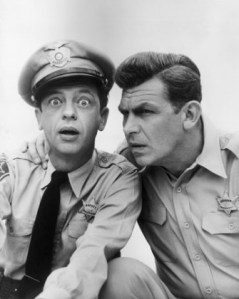 Barney Fife and Andy Griffith from The Andy Griffith Show